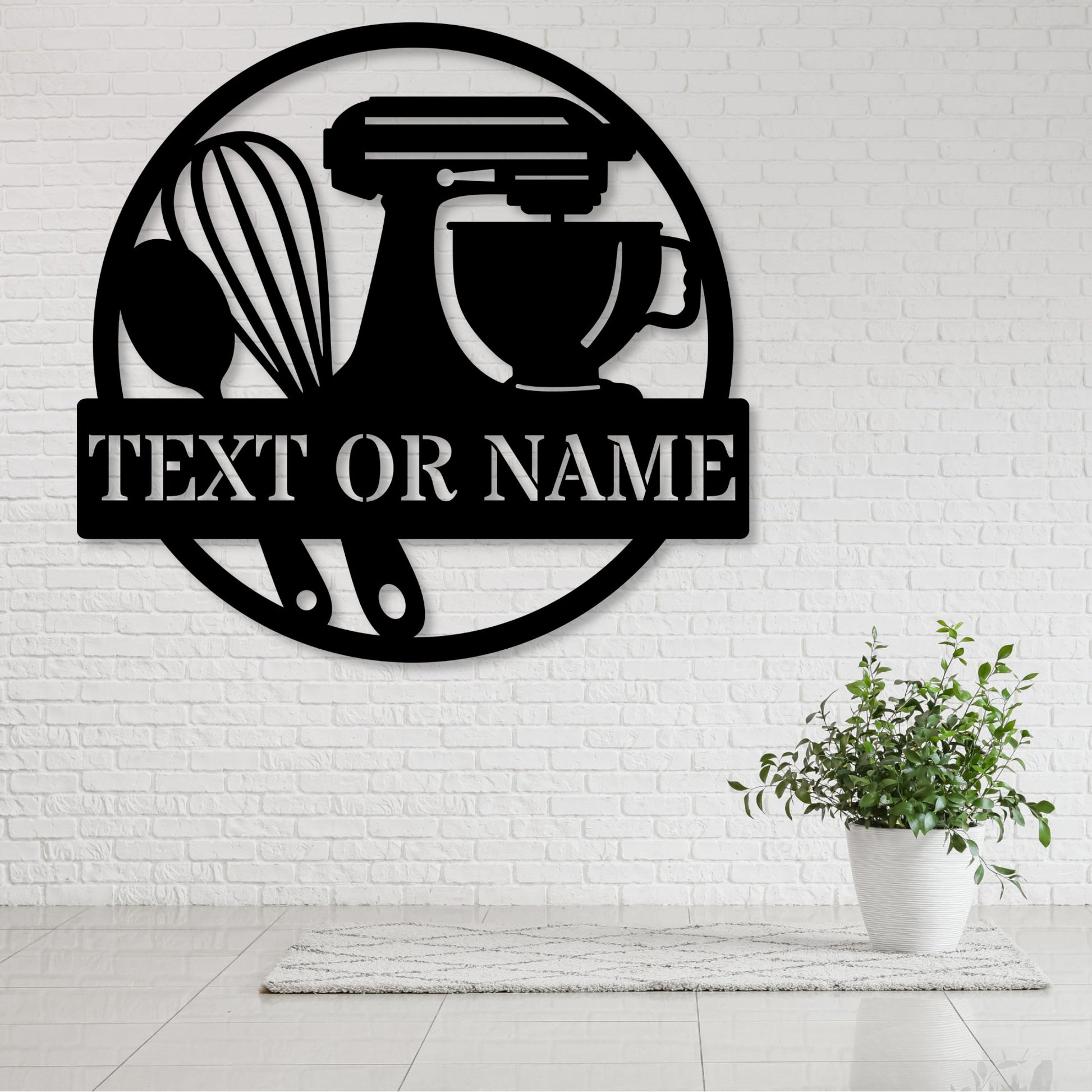 Personalized Kitchen Bakery Metal Sign In Black