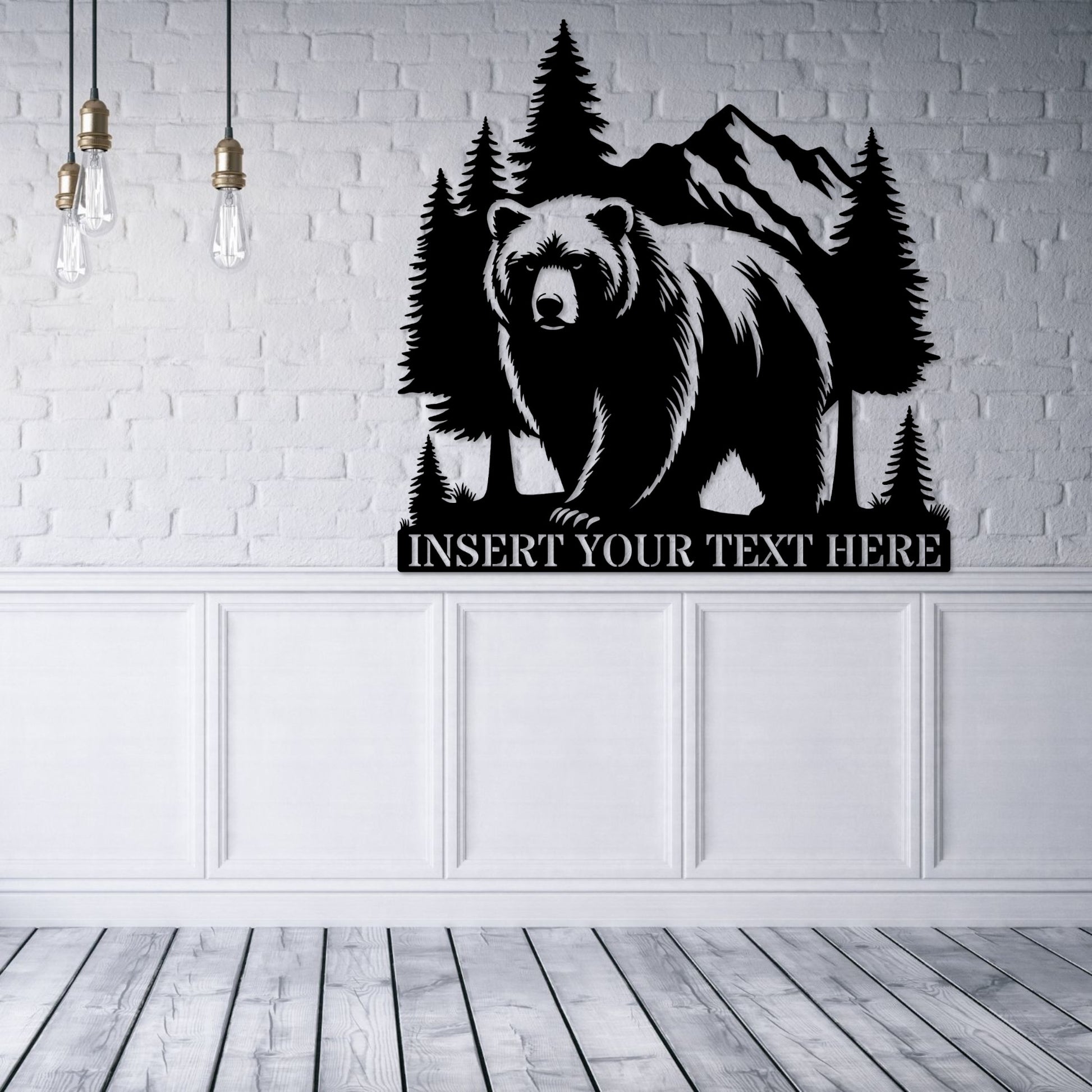 Personalized Bear Name Metal Sign Gift In Black