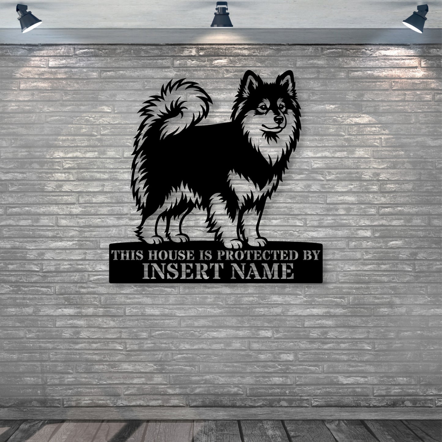 Personalized Finnish Lapphund Guard Metal Sign. Custom Dog Name Wall Decor