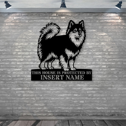 Personalized Finnish Lapphund Guard Metal Sign. Custom Dog Name Wall Decor