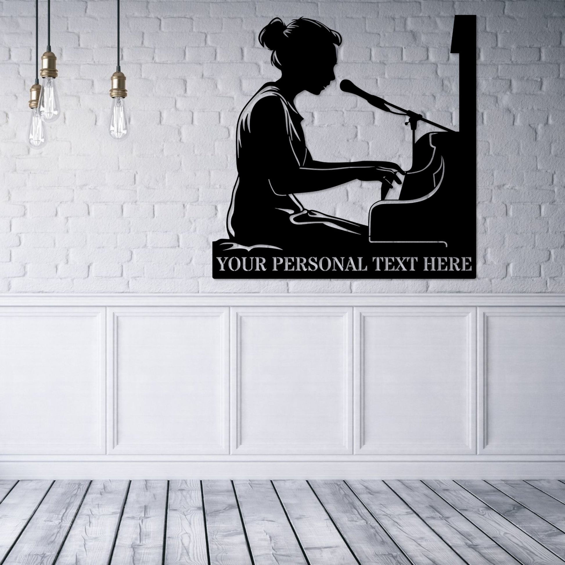 Personalized Female Piano Player Name Metal Sign. Custom Musician Wall Decor Gift To Her. Music Entertainer Sign. Music Room Wall Hanging