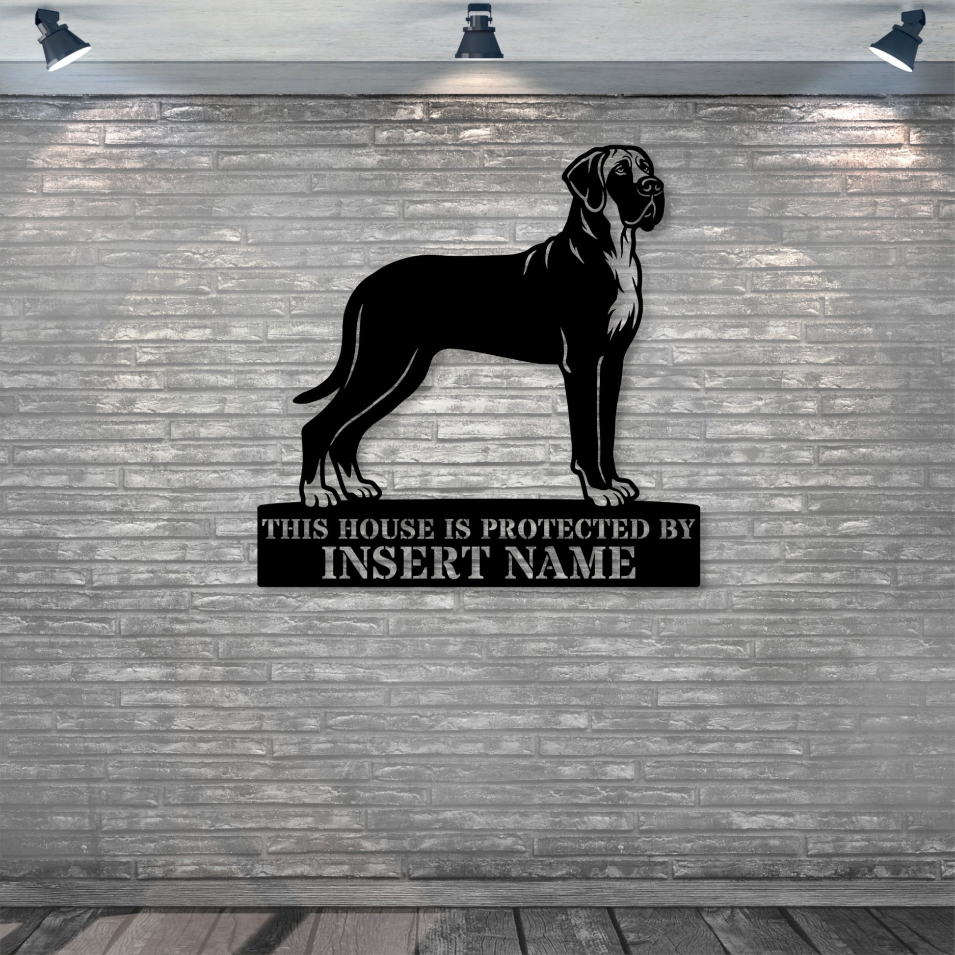 Personalized Granddanois Dog Guard Metal Sign. Custom Dog Name Wall Decor