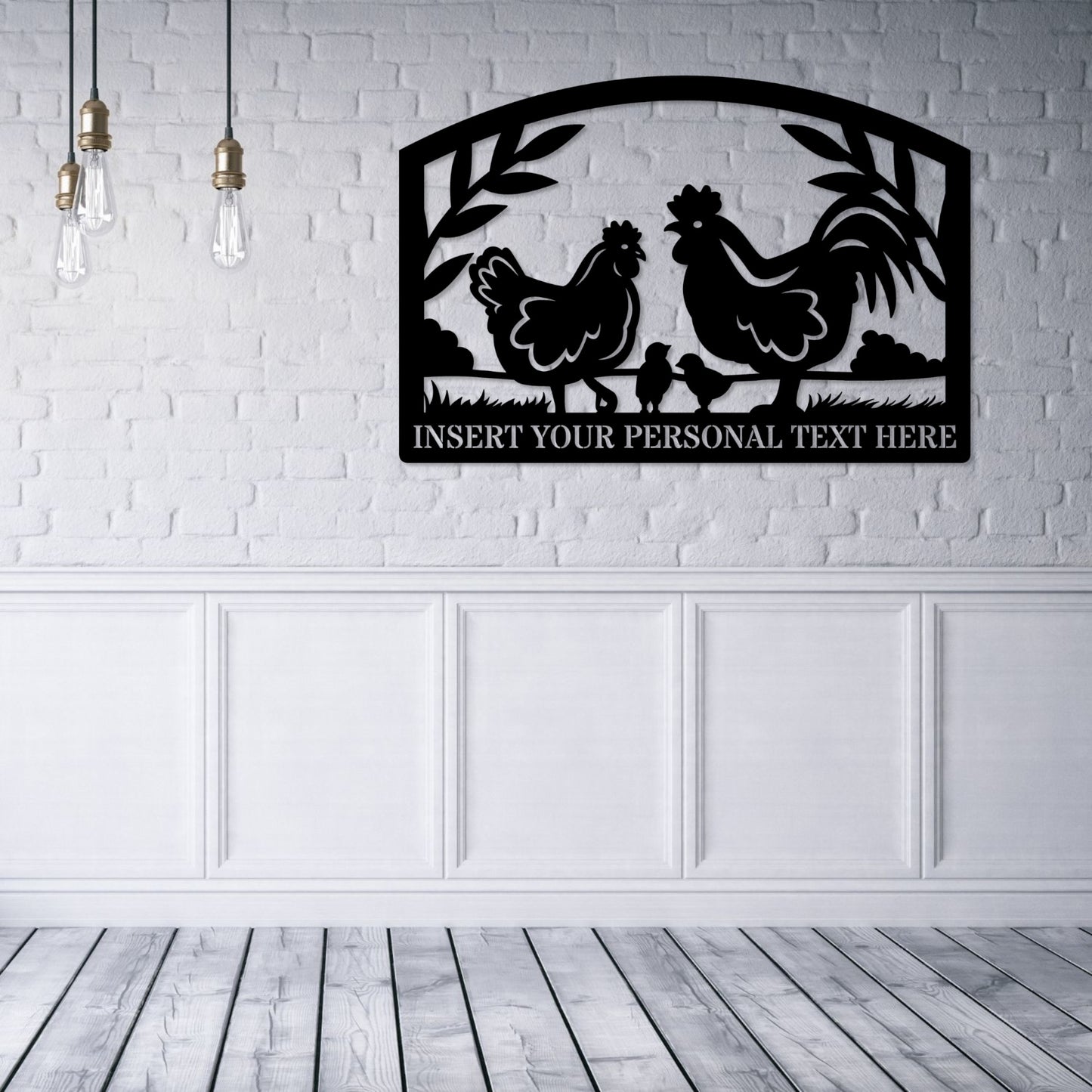 Personalized Chicken Farm Metal Sign Gift In Black