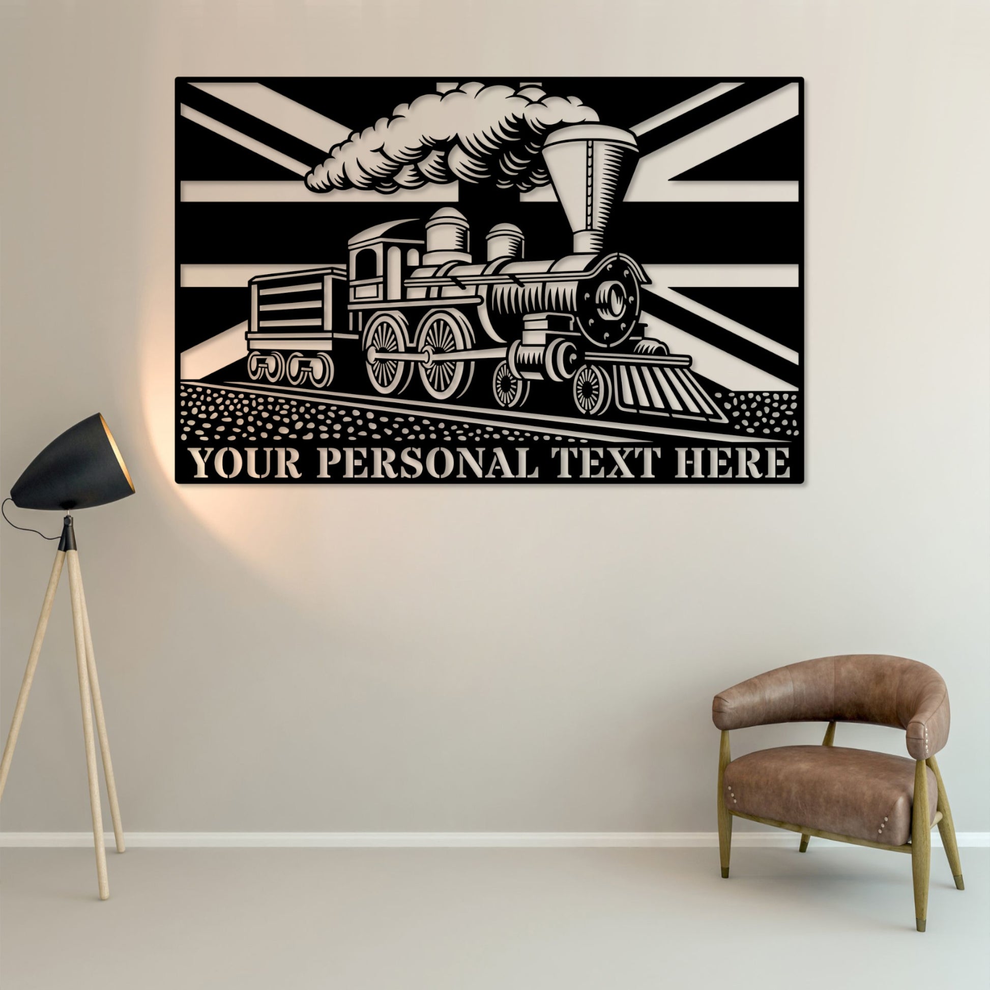 Personalized UK Steam Train Metal. Custom English Train Lover Wall Decor. English Locomotive Name Steel Sign. UK Steamtrain Operator Gift