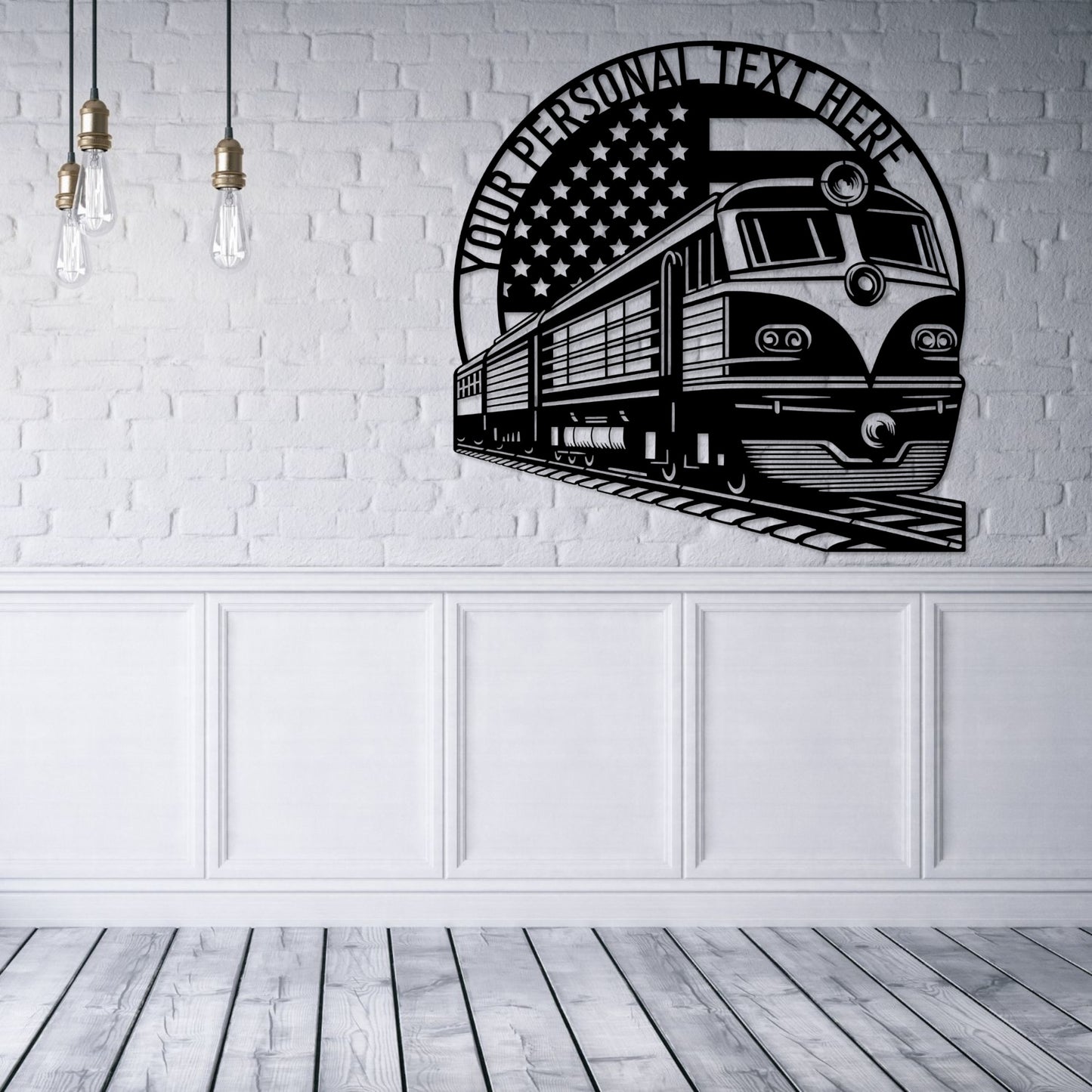 Personalized US Train Lover Metal Sign. Custom American Railroad Wall Decor Gift