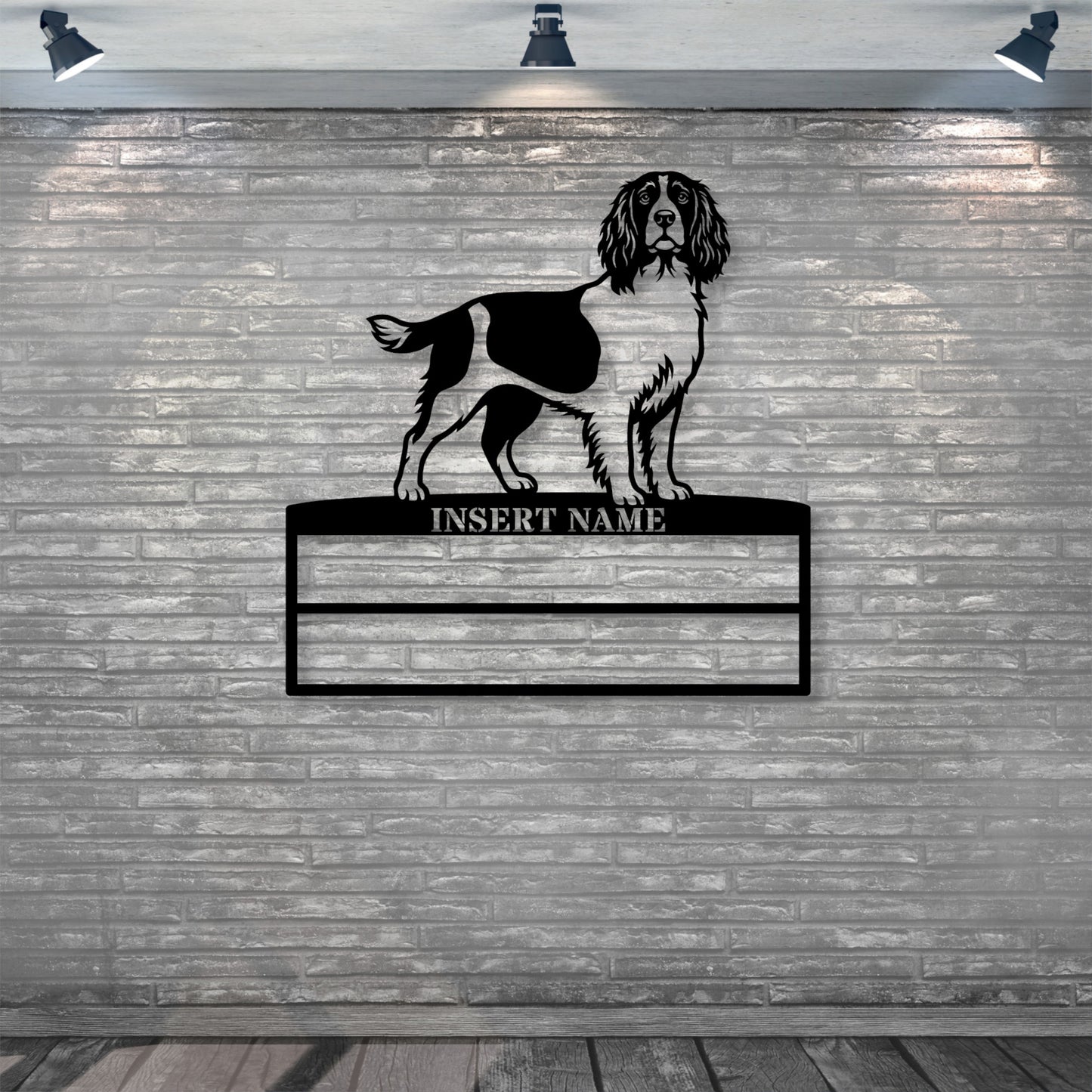 Personalized English Springer Spaniel Rosette Name Metal Sign Champion Display