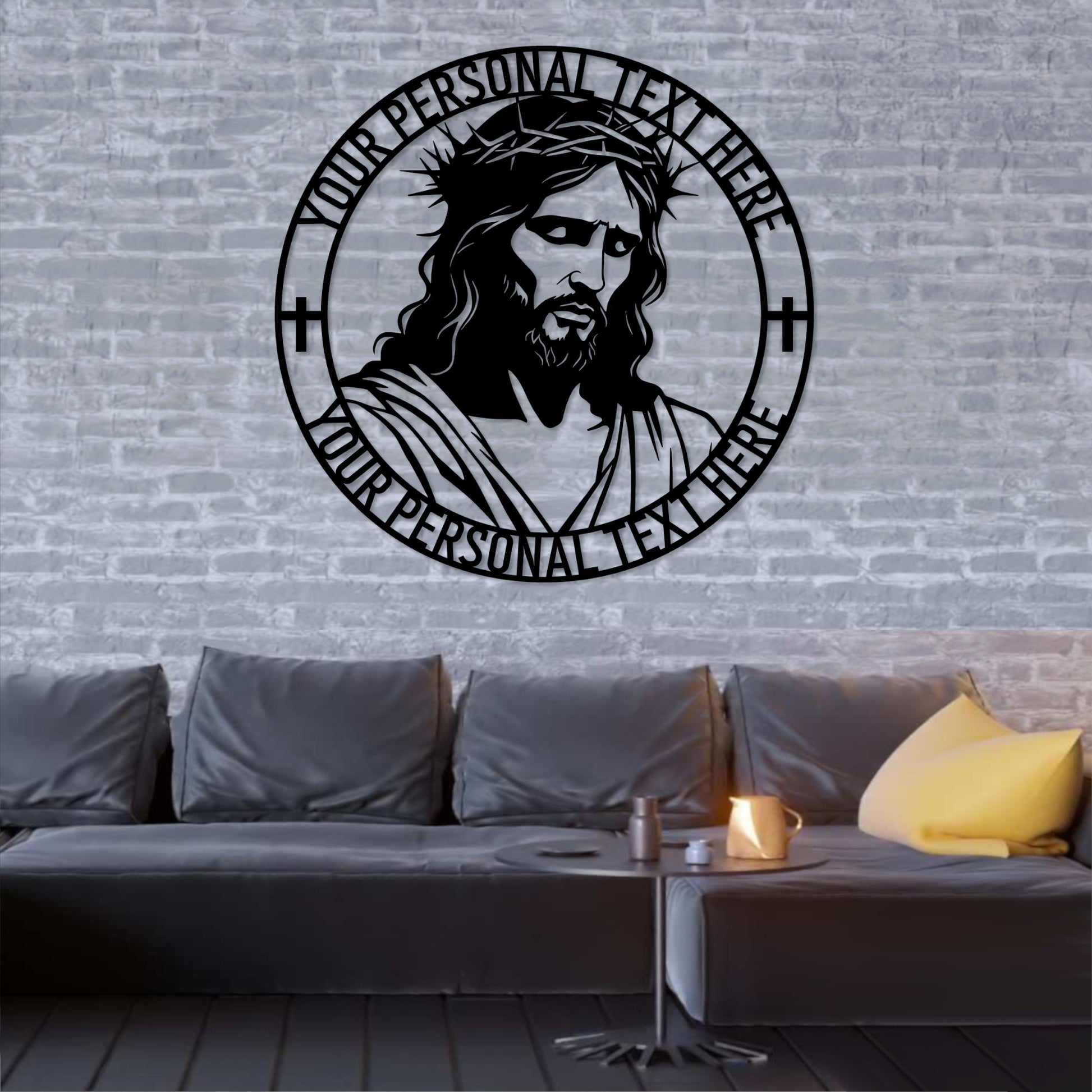 Personalized Jesus Face Metal sign Gift in black