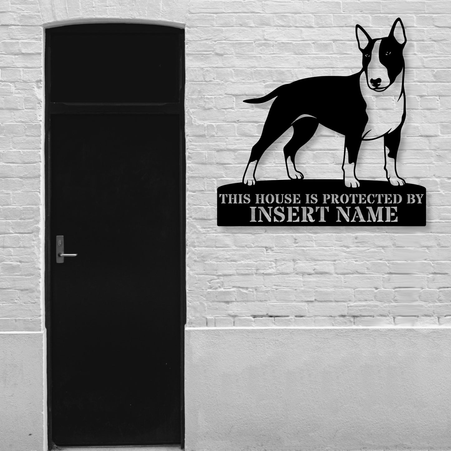 Personalized Bull Terrier Guard Metal Sign. Custom Dog Name Wall Decor