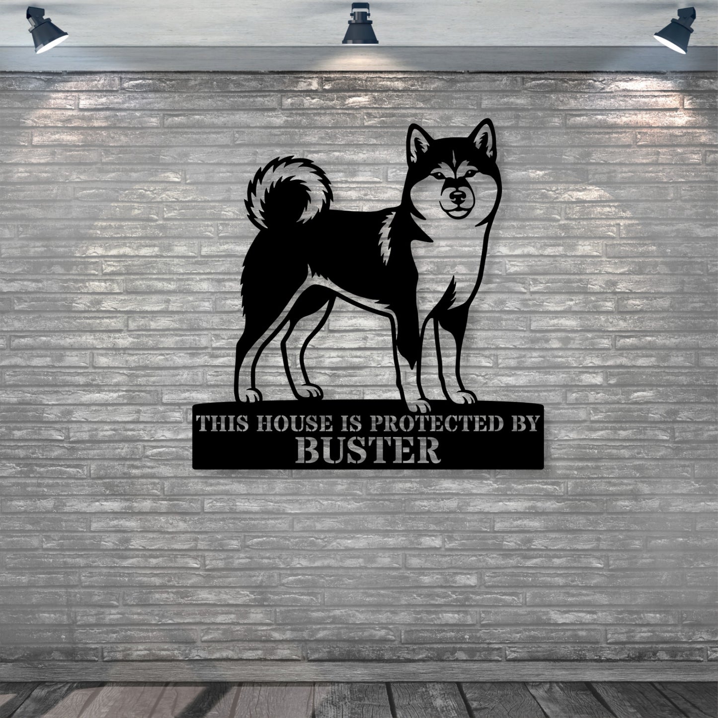 Personalized Shiba Inu Guard Metal Sign. Custom Dog Protect Name Wall Decor