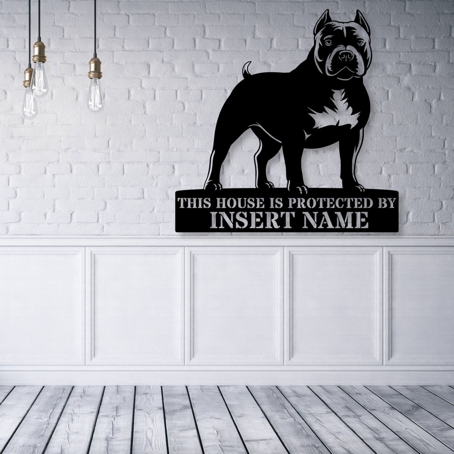 Personalized American Bully Guard Metal Sign. Custom Dog Name Wall Decor