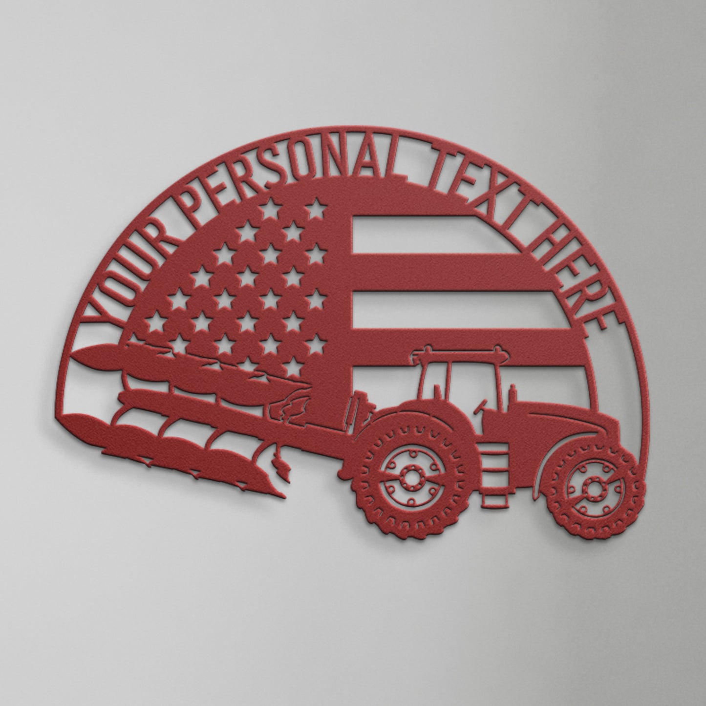 Personalized Patriotic Farming Metal Sign In Red