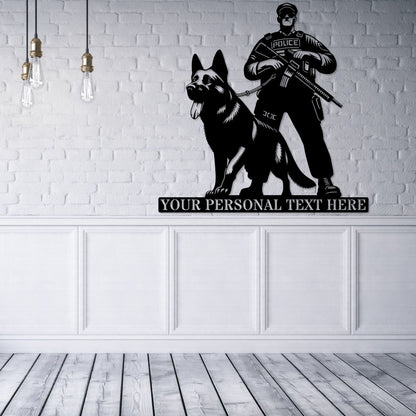 Personalized Police Officer Metal Sign. Custom K-9 Dog Wall Decor Gift. Policeman Home Decoration. Cop Wall Hanging Gifts. Law Enforcement