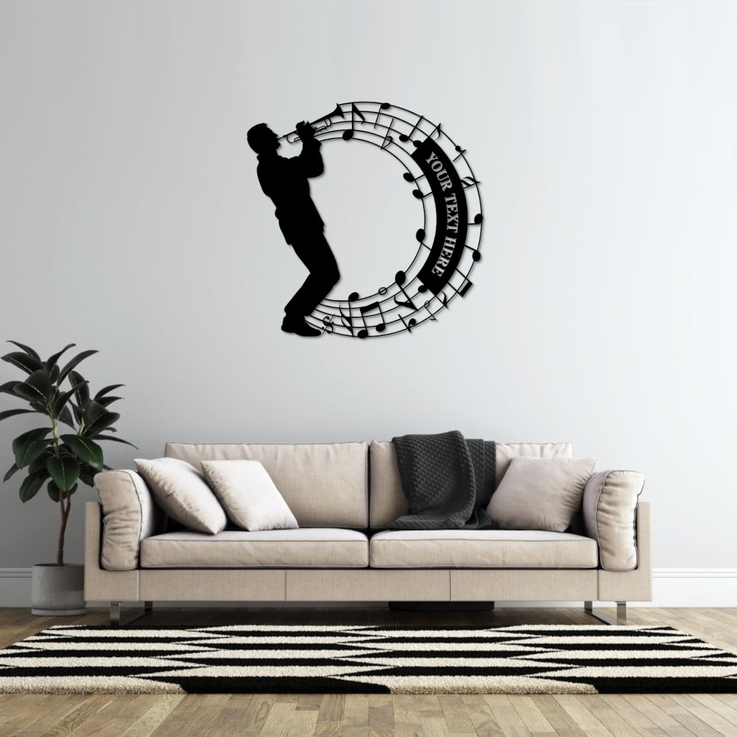 Personalized Trumpet Player In Notes Name Metal Sign. Custom Trumpet Music Lover Decor. Musician Entertainer Gifts. Musical Wall Hanging Art