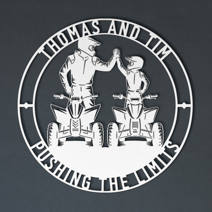 Personalized Father And Son ATV Metal Sign. Custom Quadbike Wall Decor