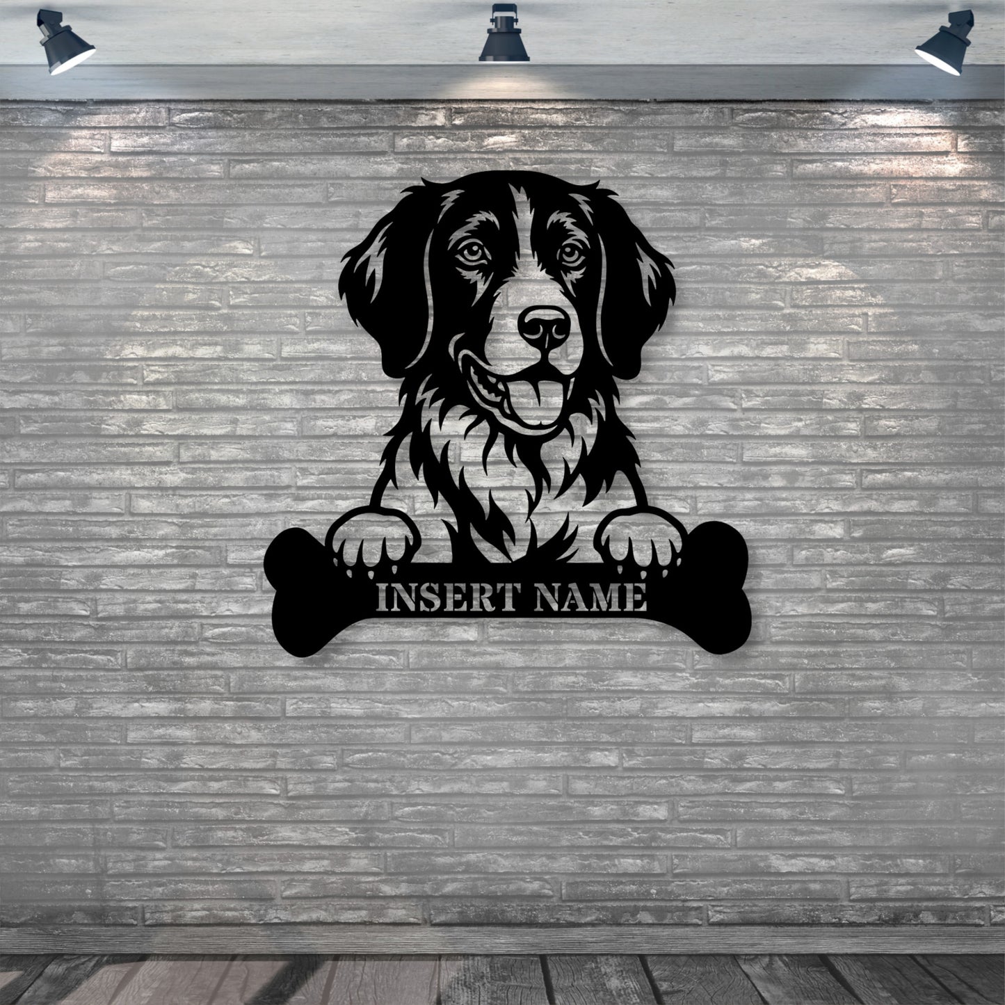 Personalized Small Munsterlander With Bone Metal Sign. Custom Dog Name Decor