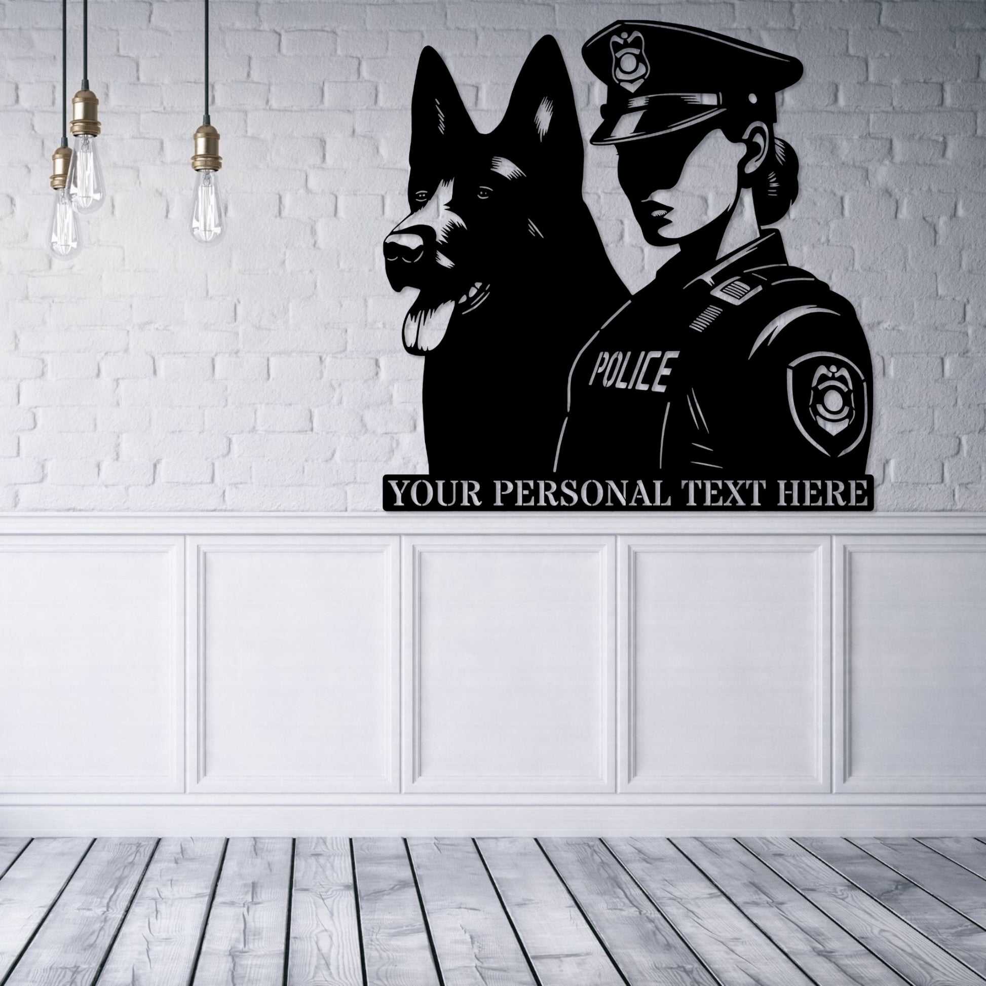 Personalized Female Police Officer Metal Sign. Custom K-9 German Shepherd Wall Decor Gift. Policewoman Wall Hanging Gifts. Law Enforcement