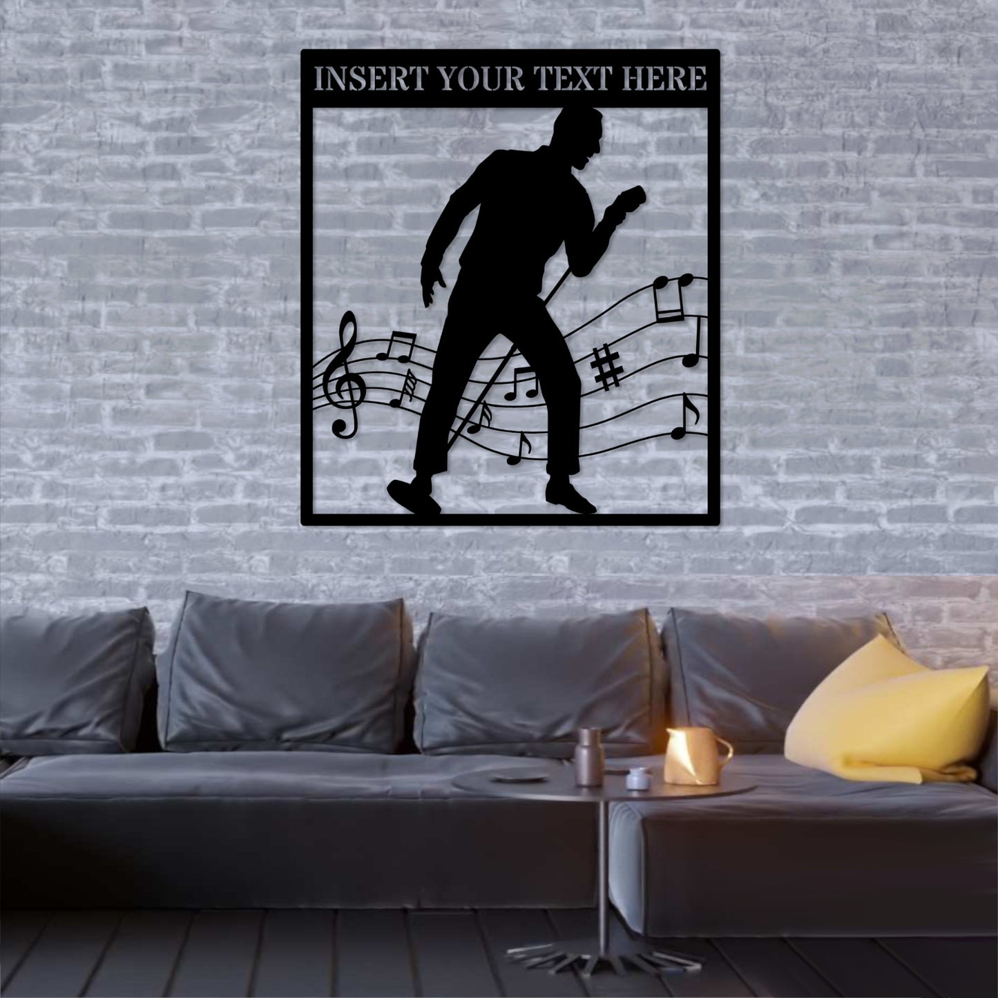 Personalized Male Singer Metal Sign In Black