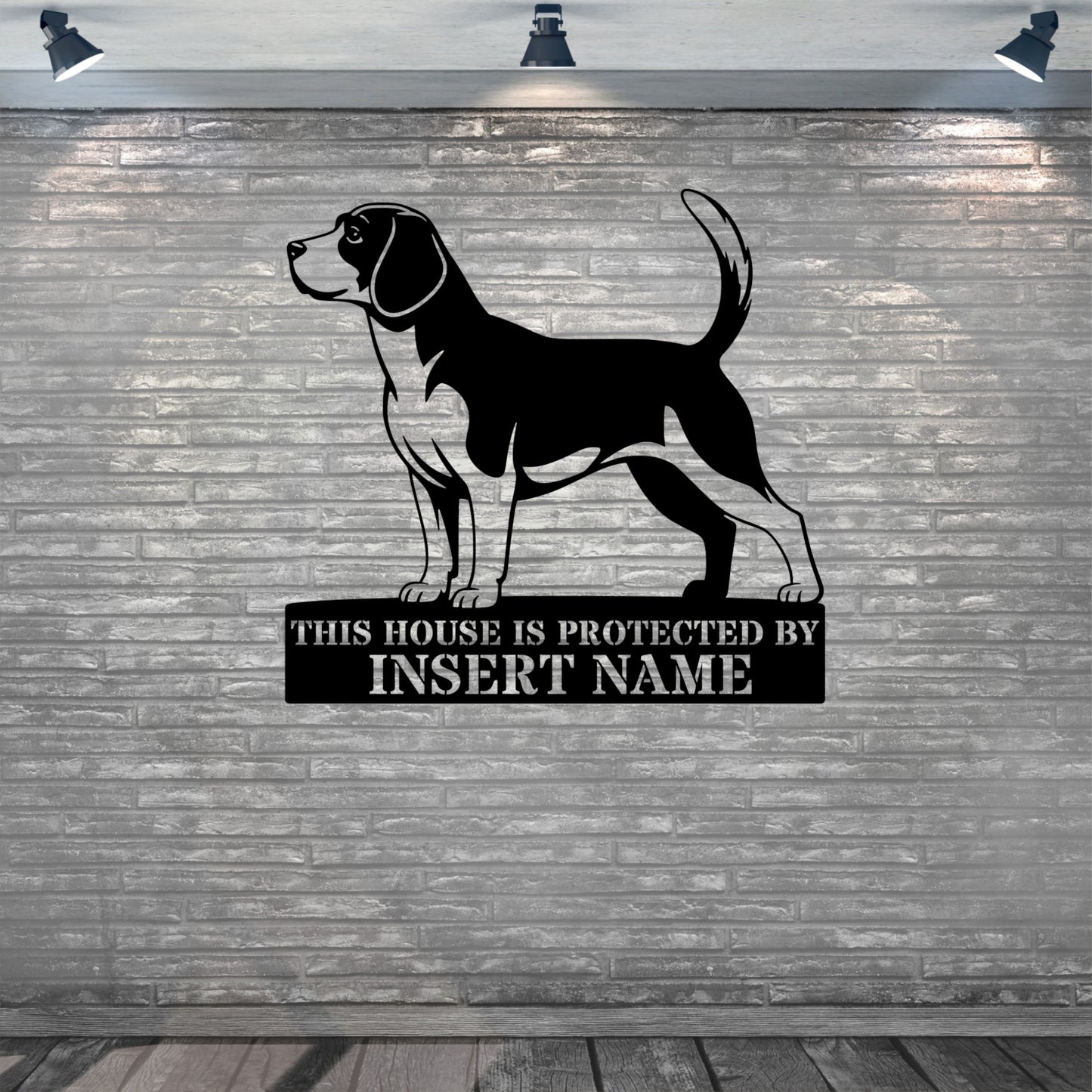 Personalized Beagle Guard Metal Sign. Custom Name Wall Decor