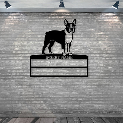 Personalized Boston Terrier Rosette Name Metal Sign. Custom Dog Champion Display