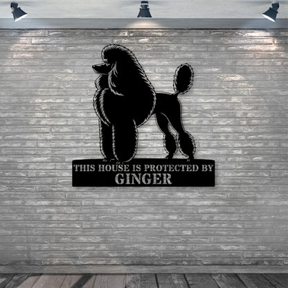 Personalized Dog Guard Name Metal Sign. Custom Poodle Protect Wall Decor