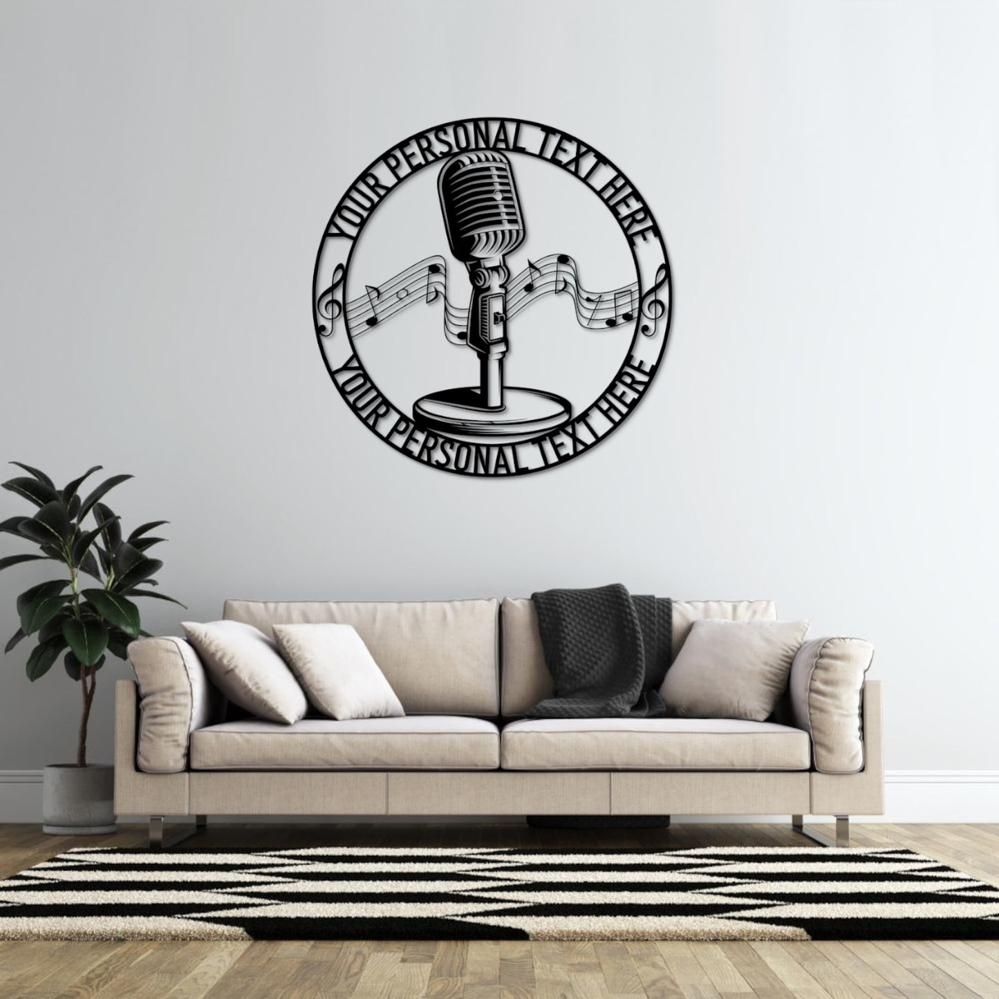 Personalized Singer Metal Sign. Custom Retro Microphone Wall Decor. Musician Entertainer Gifts. Musical Notes Wall Hanging. Vocalist Gift.