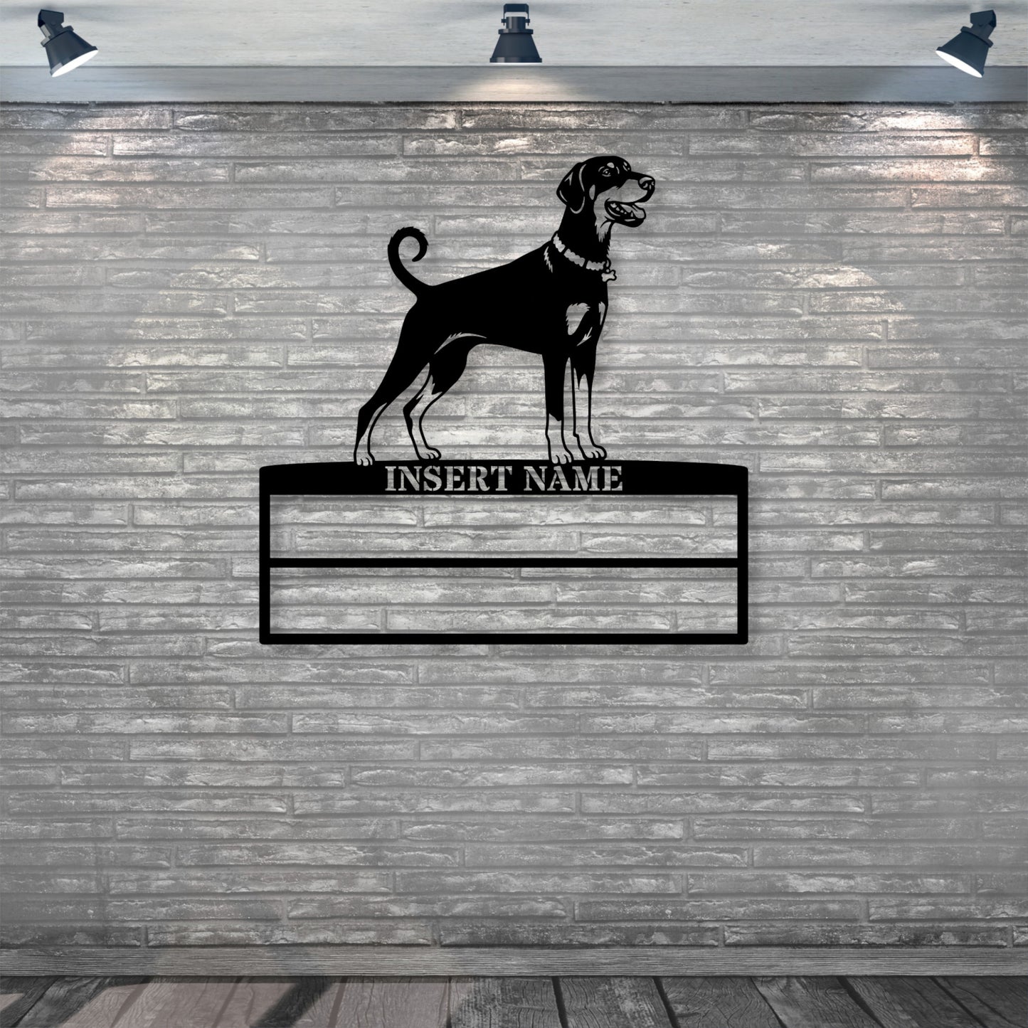 Personalized Dobermann Rosette Name Metal Sign Champion Display