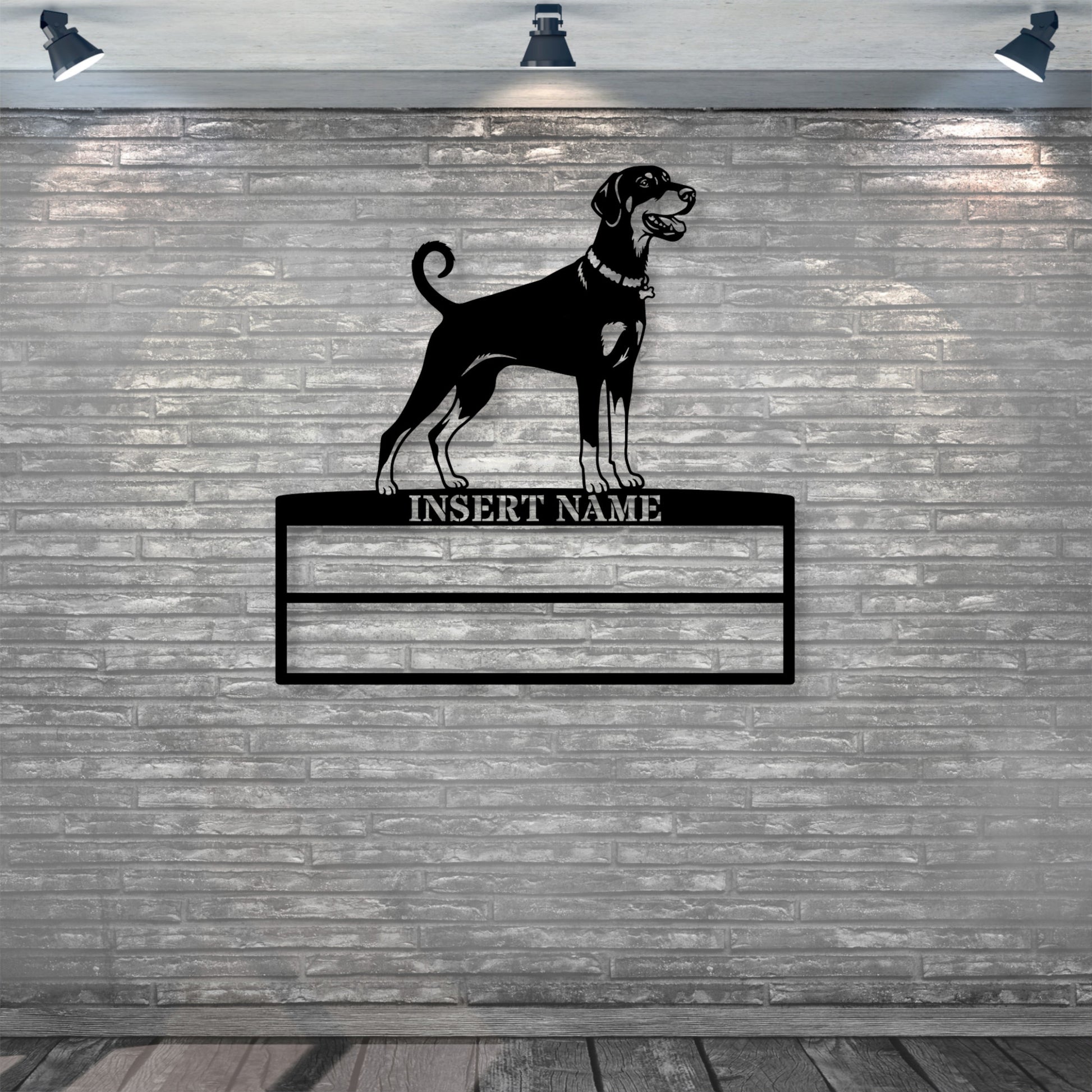 Personalized Dobermann Rosette Name Metal Sign Champion Display