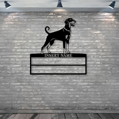 Personalized Dobermann Rosette Name Metal Sign Champion Display