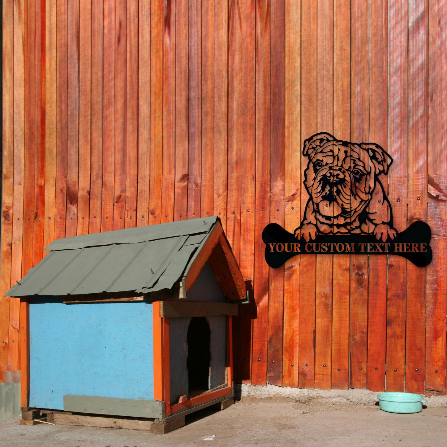 Personalized English Bulldog Name Metal Sign Gift. Customizable Dog Owner Wall Decor Gift. Bulldog Portrait Yard Sign. Dog House Name Sign