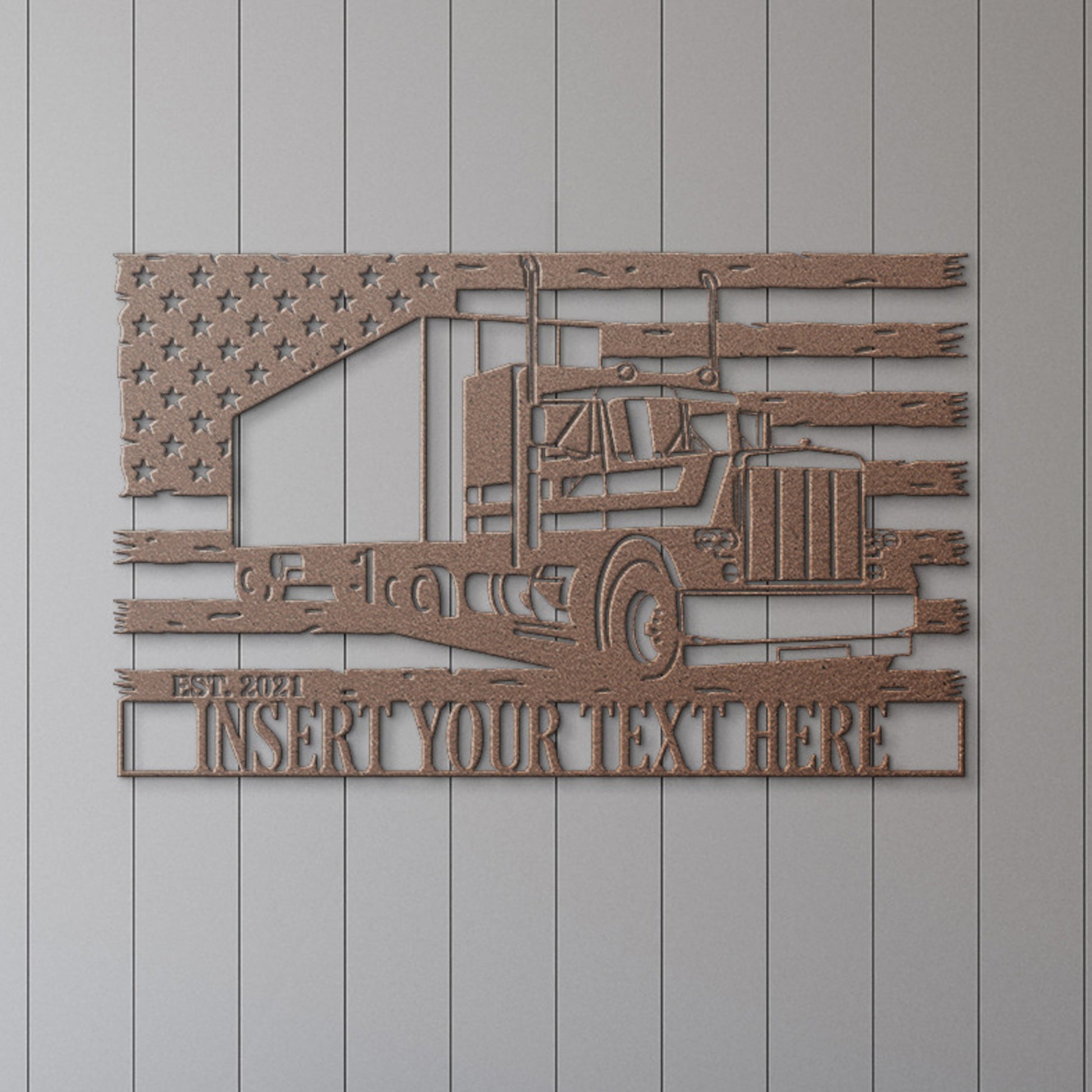Personalized US TrailerTruck Name Metal Sign. Customizable 18-Wheeler Wall Decor Gift. American Truck Driver Gift. Hauler Wall Art Portrait