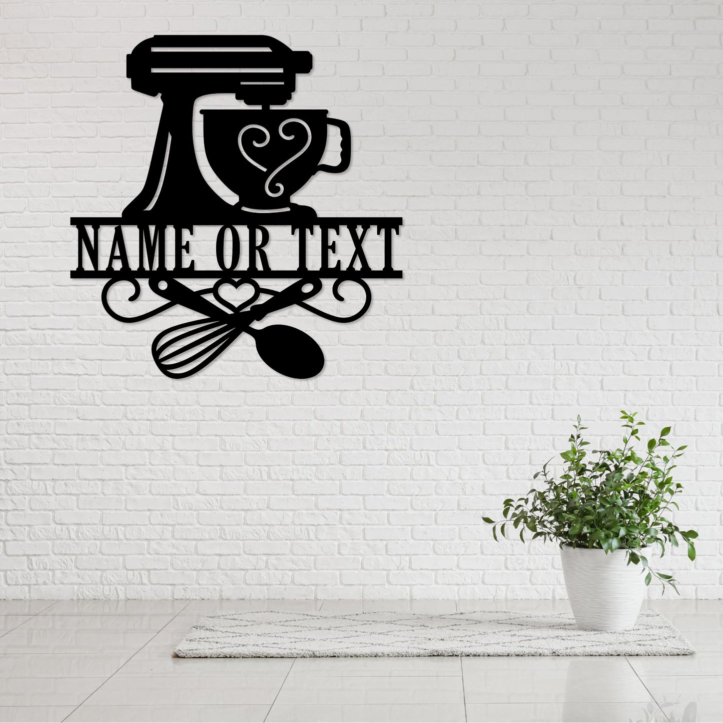 Personalized Kitchen Chef Name Metal Sign In Black