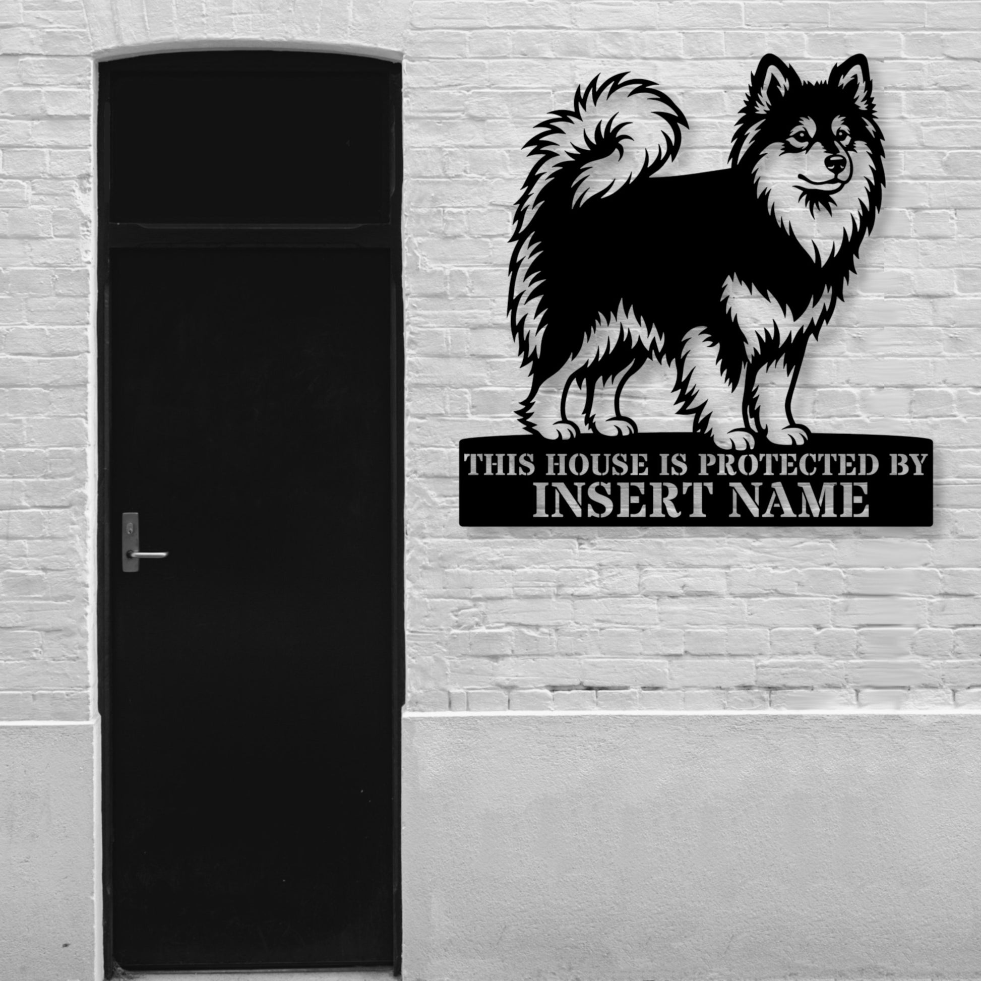 Personalized Finnish Lapphund Guard Metal Sign. Custom Dog Name Wall Decor