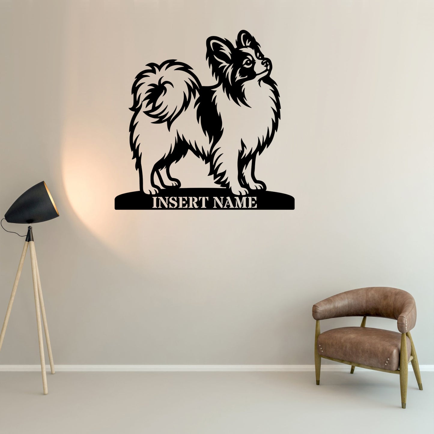 Personalized Papillon Dog Name Metal Sign. Custom Dog Owner Wall Decor Gift