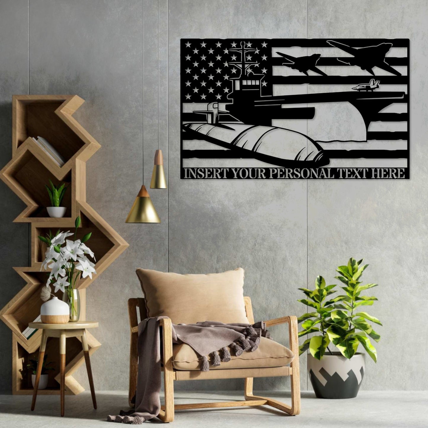 Personalized US Military Air Force  & Navy Metal Sign In Black