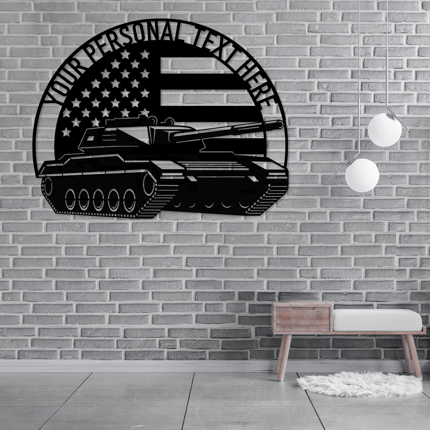 Personalized Patriotic US Battle Tank Metal Sign. Military Combat Vehicle Wall Decor Gift. Army Tank Wall Hanging. US Soldier Veteran Gift. 