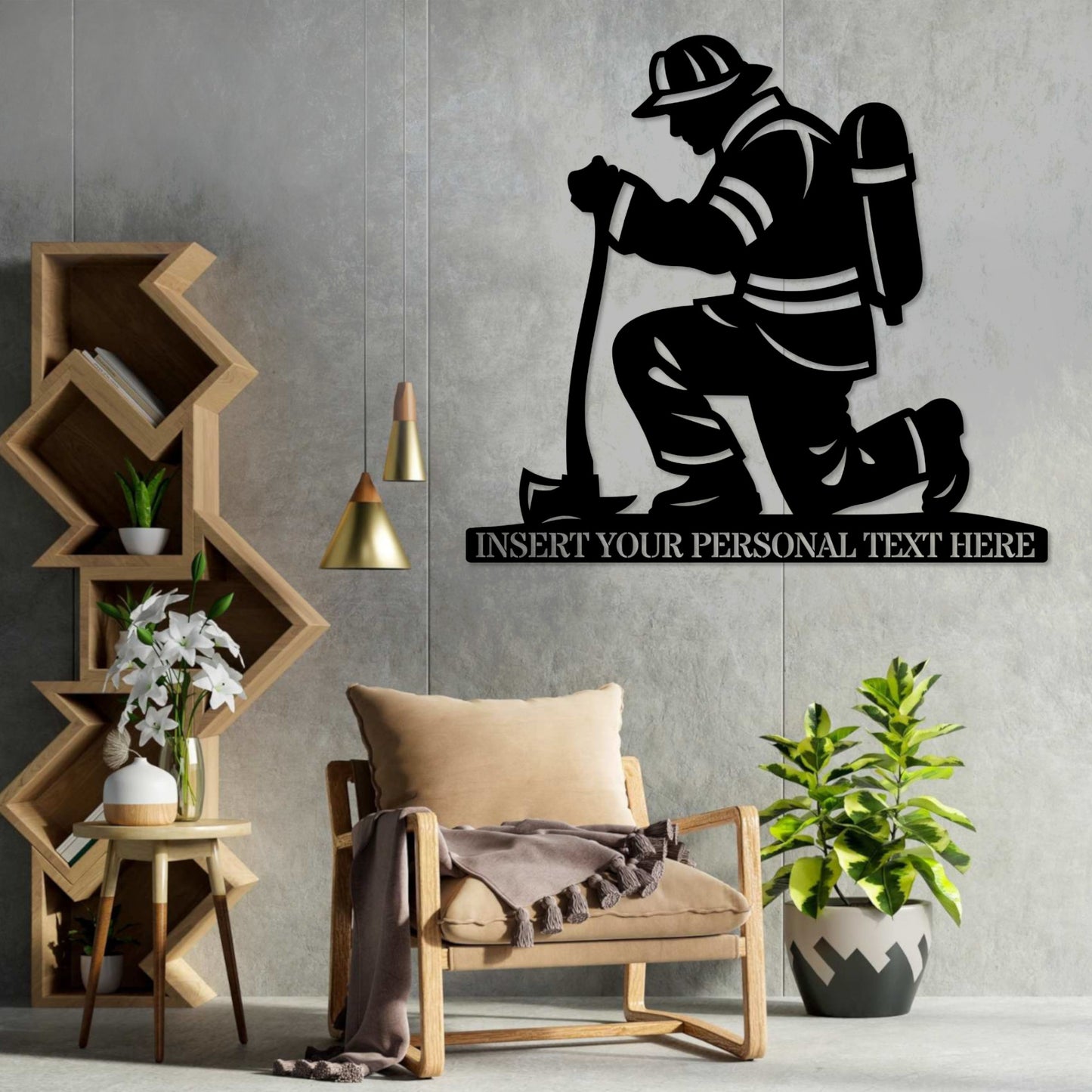 Personalized Kneeling Firefighter Metal Sign. Custom Fireman Memorial Wall Decor Gift. Remembrance Decoration. First Responder Wall Hanging