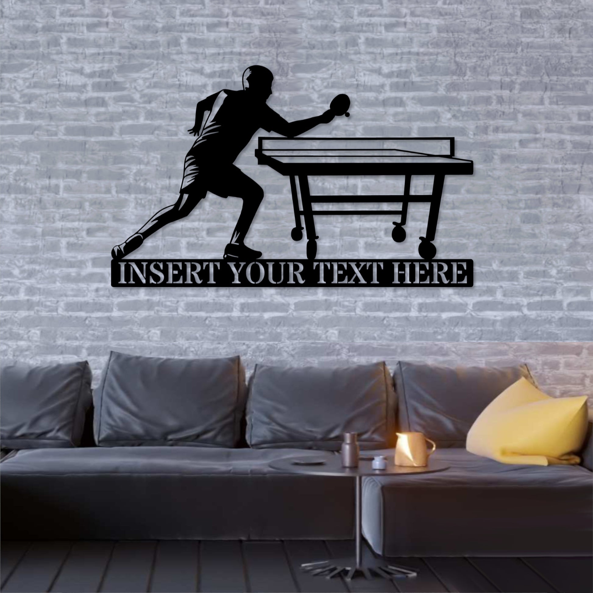 Personalized Ping-Pong Player Metal Sign Gift In Black