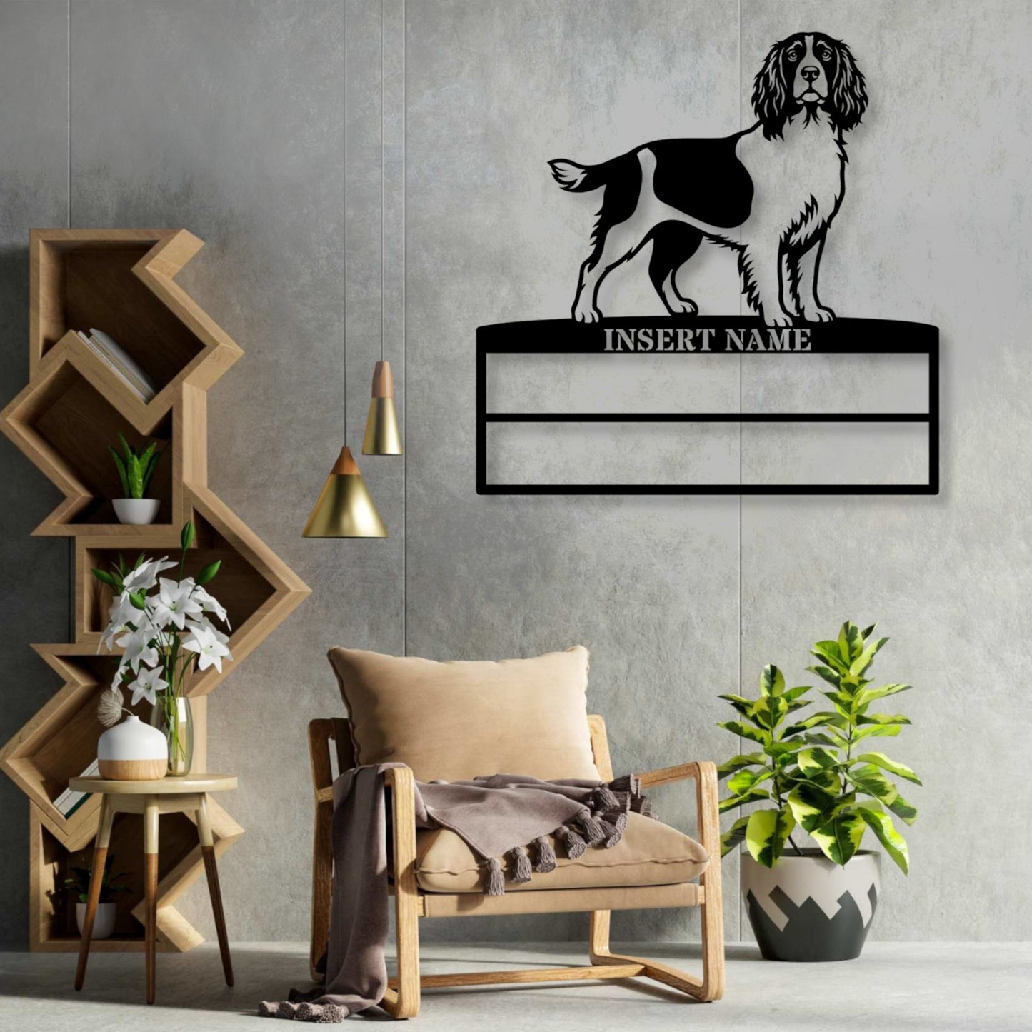 Personalized English Springer Spaniel Rosette Name Metal Sign Champion Display