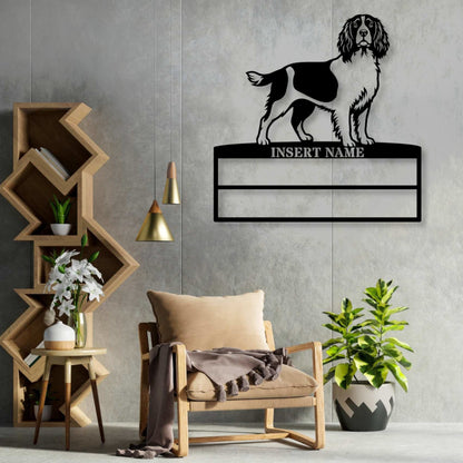 Personalized English Springer Spaniel Rosette Name Metal Sign Champion Display