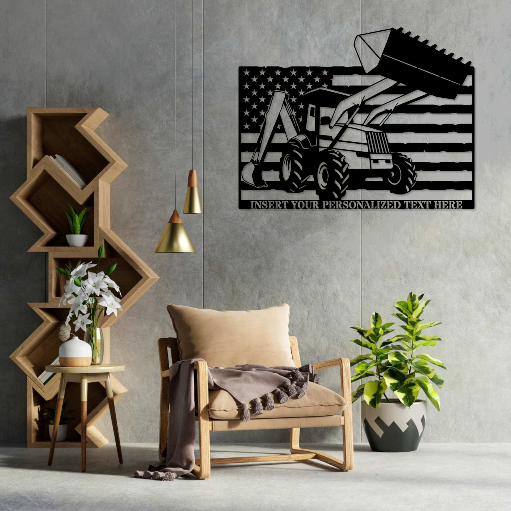 Personalized Backhoe Loader Name Metal Sign. Custom Digger Wall Decor Gift. Construction Worker. Patriotic Machine Operator Wall Hanging. 