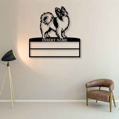 Personalized Papillon Dog Rosette Metal Sign. Custom Champion Ribbon Display