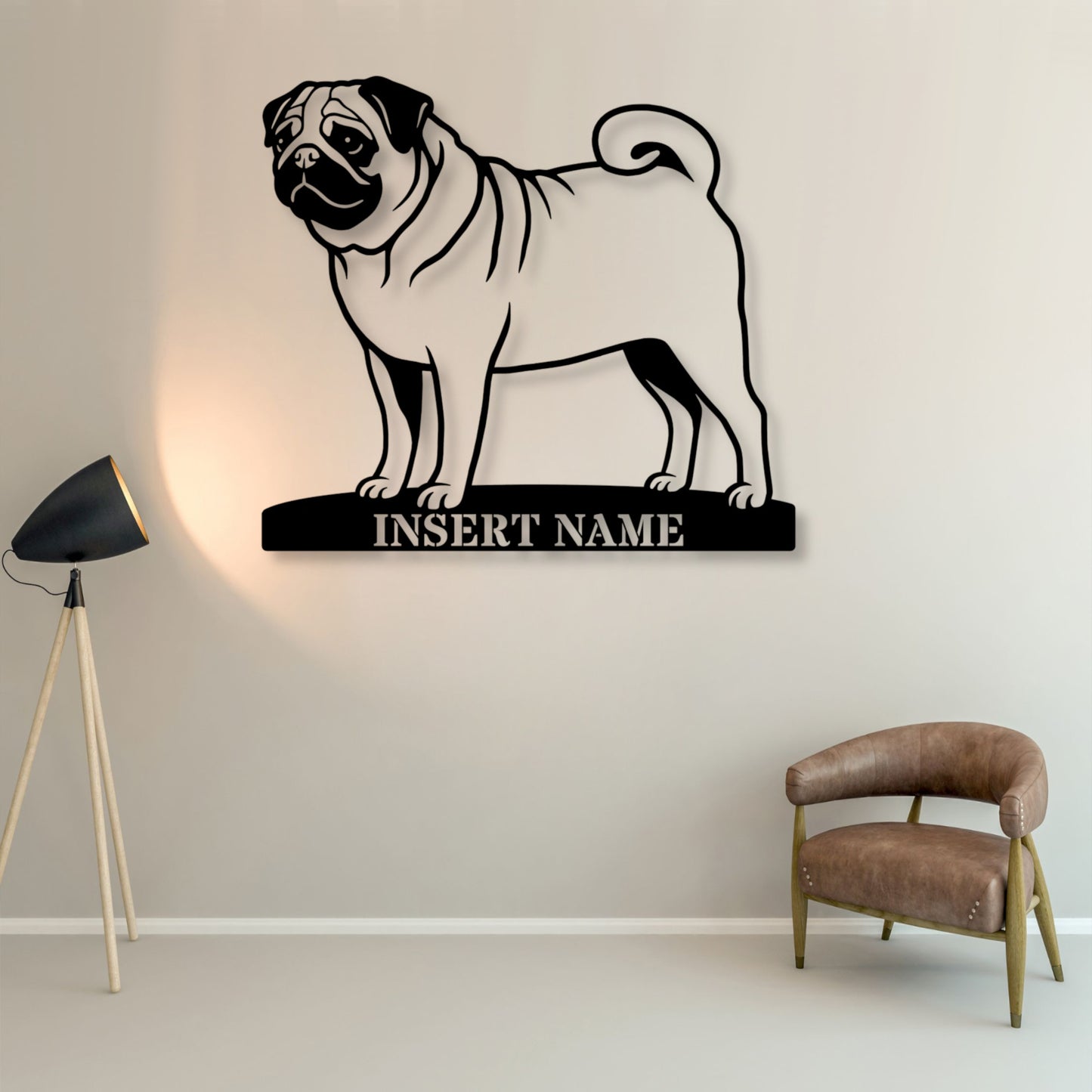 Personalized Pug Name Metal Sign. Custom Dog Owner Wall Decor Gift