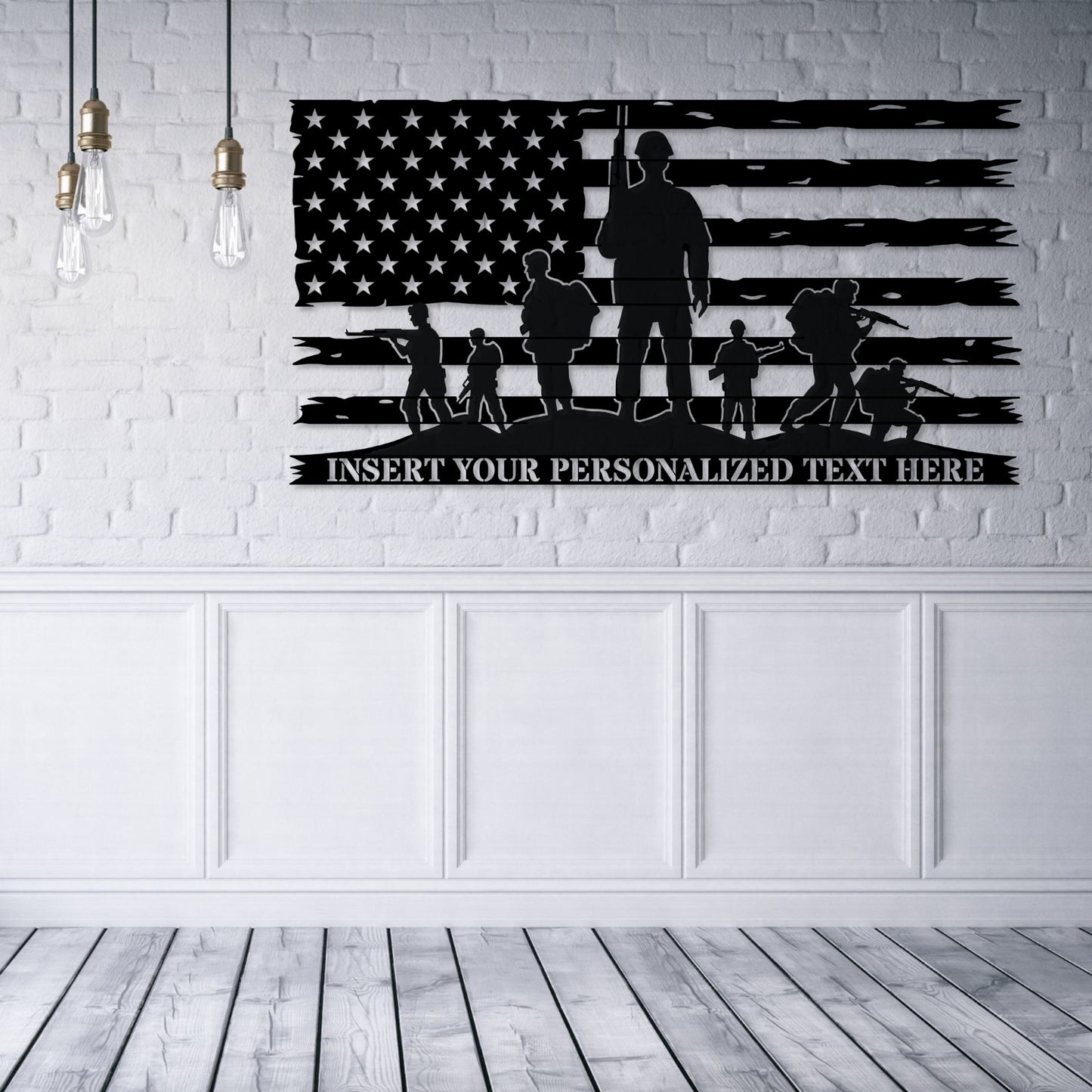 Personalized US Military Flag Metal Sign Gift. Custom American Military Decor. US Military Veteran Gift. Patriotic American Army Wall Decor