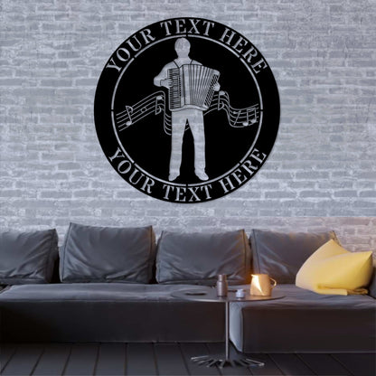 Personalized Male Accordion Metal Sign Gift In Black