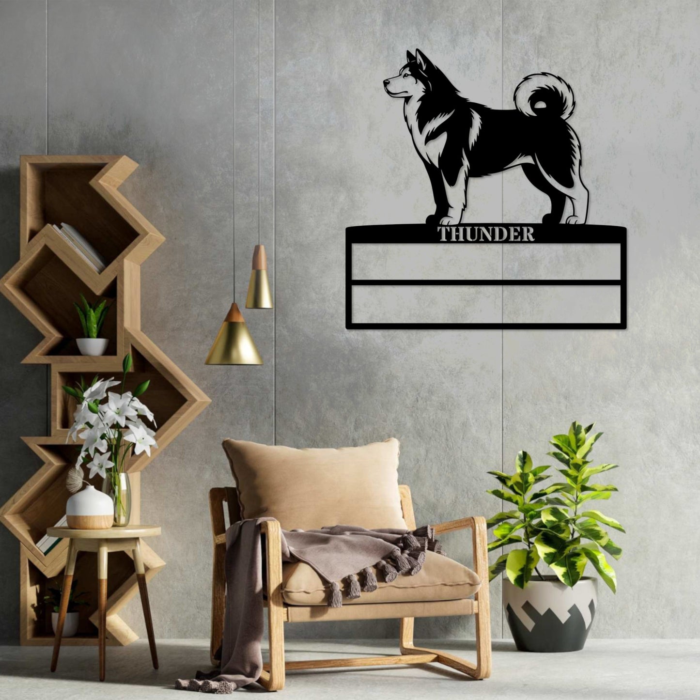 Personalized Alaskan Malamute Rosette Metal Sign Champion Display