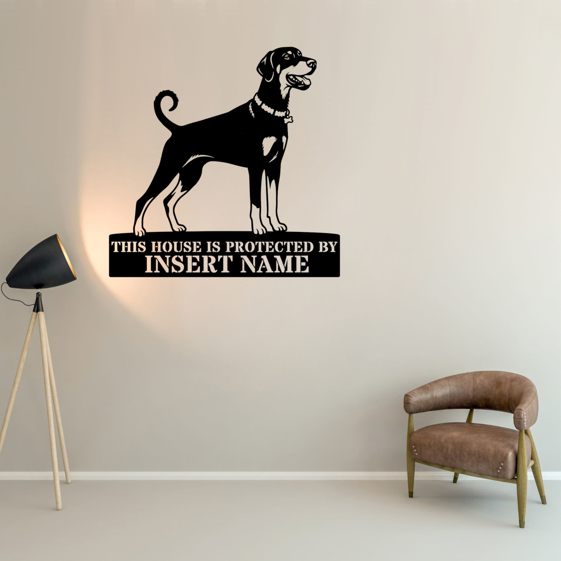 Dobermann Guard Dog Name Metal Sign. Custom Dog  Wall Decor