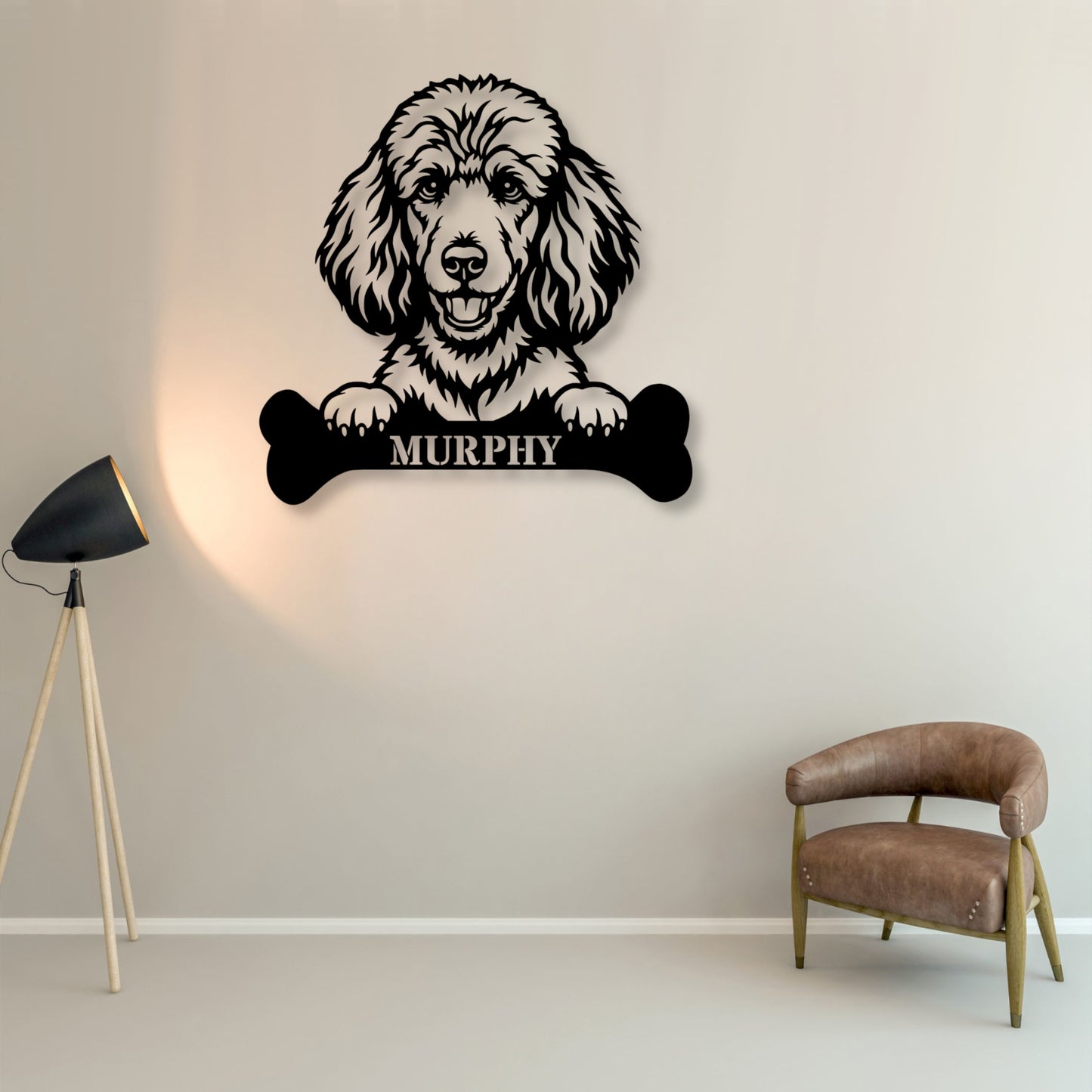 Personalized Poodle With Bone Name Metal Sign. Funny Custom Dog Wall Decor Gift