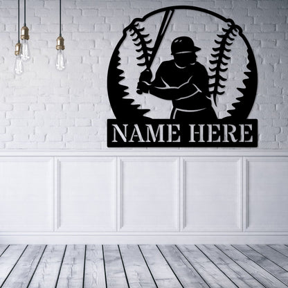 Personalized Baseball Player Name Metal Sign. Custom Softball Wall Decor Gift. Sports Sign Wall Hanging. Customized Softball Steel Sign Gift