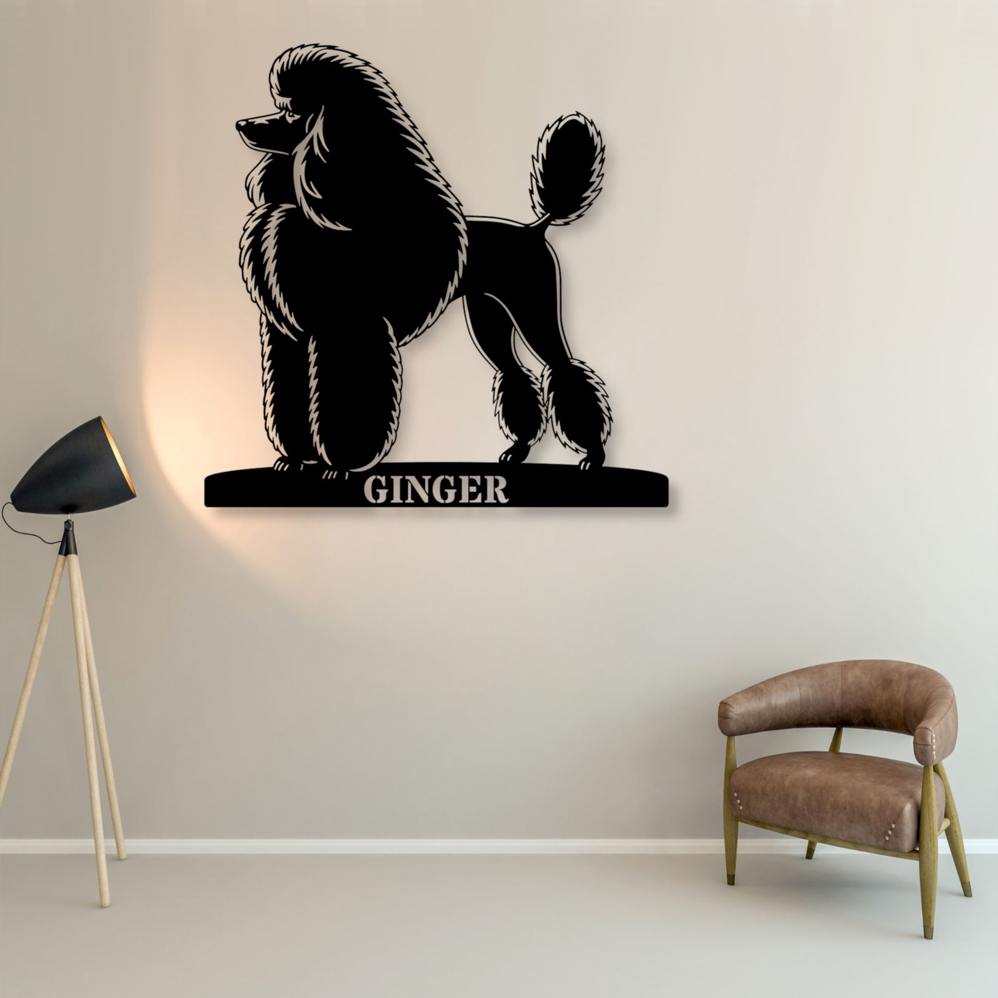 Personalized Dog Name Metal Sign. Custom Poodle Owner Wall Decor Gift
