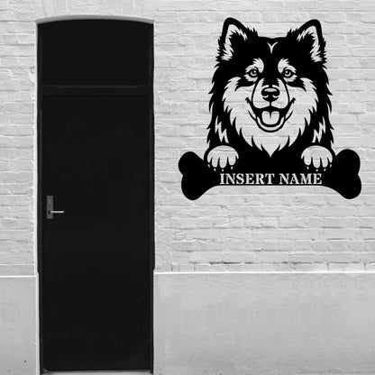 Personalized Finnish Lapphund With Bone Metal Sign. Custom Dog Name Decor